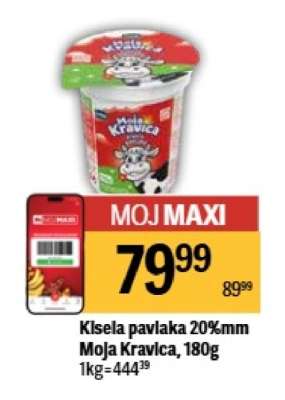 Kisela pavlaka 20%mm Moja Kravica, 180g