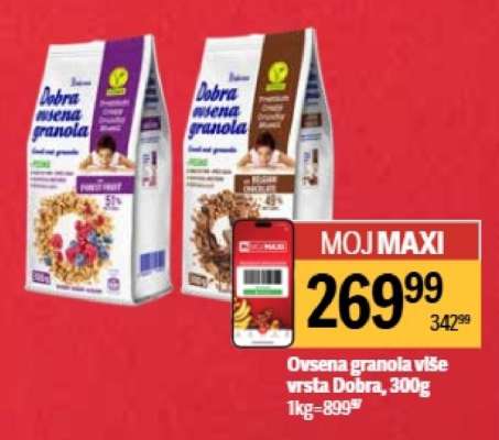 Ovsena granola više vrsta Dobra, 300g