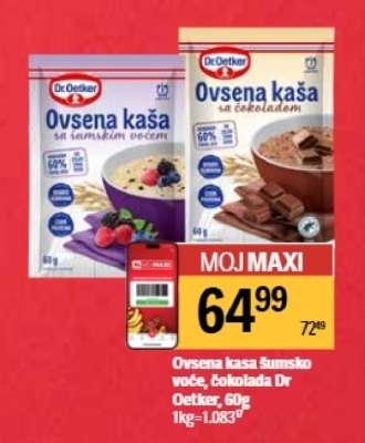 Ovsena kaša šumsko voće, čokolada Dr Oetker, 60g