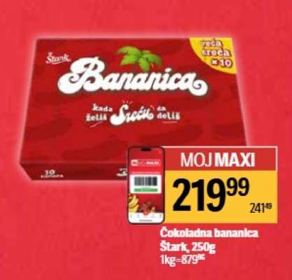 Čokoladna bananica Štark 250g