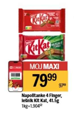 Napolitanke 4 Finger, lešnik Kit Kat, 41,5g