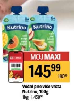 Voćni pire više vrsta Nutrino, 100g