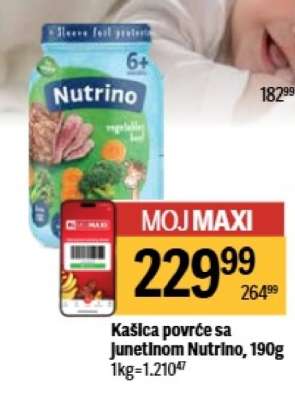 Kašica povrće sa junetinom Nutrino, 190g