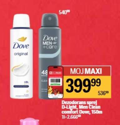 Dezodorans sprej D Light , Men Clean comfort Dove 150ml