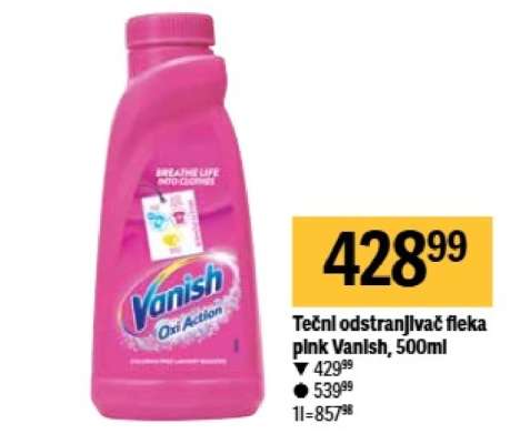 Tečni odstranjivač fleka pink Vanish , 500ml