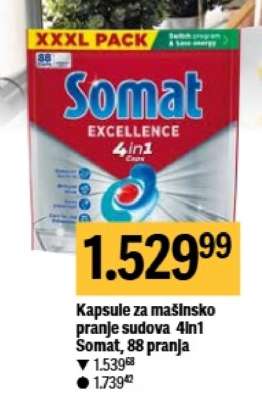 Kapsule za mašinsko pranje sudova 4in1 Somat, 88 pranja