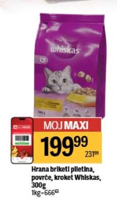 Hrana briketi piletina&povrće&kroket Whiskas, 300g