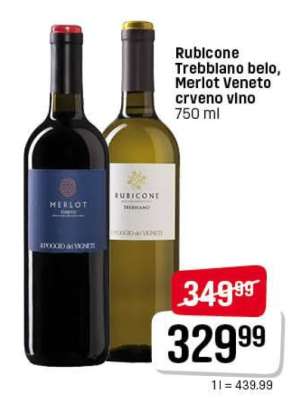 Rubicone Trebblano belo, Merlot Veneto crveno vino