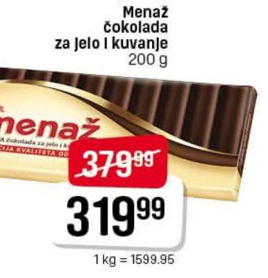 Menaž čokolada za jelo i kuvanje 200g
