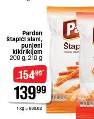 Pardon štapići slani, punjeni kikirikijem