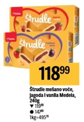 Štrudle mešano voće, Jagoda I vanila Medela, 240g