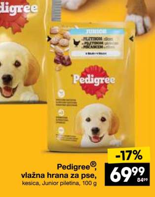 Pedigree®, vlažna hrana za pse, kesica, Junior piletina, 100 g