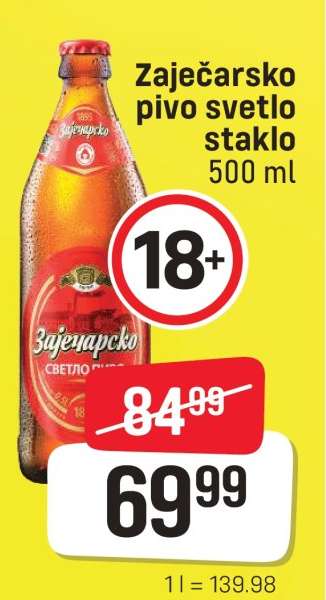Zaječarsko pivo svetlo staklo