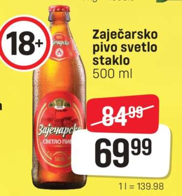 Zaječarsko pivo svetlo staklo