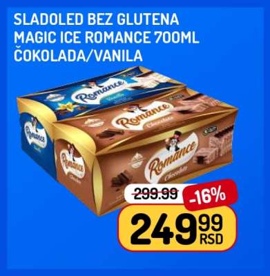 Sladoled bez glutena Magic Ice Romance 700ml čokolada/vanila