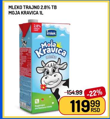 Mleko trajno 2.8% TB Moja Kravica 1L