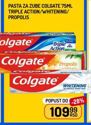 Pasta za zube Colgate 75ml Triple Action/Whitening/Propolis