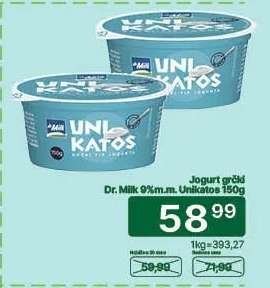Jogurt grčki Dr. Milk 9% m.m. Unikatos 150g