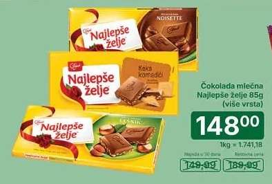 Čokolada mlečna Najlepše želje 85g