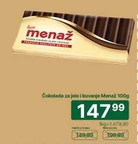 Čokolada za jelo i kuvanje Menaž 100g