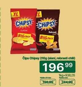 Čips Chipsy 210g (slani, rebrasti čili)