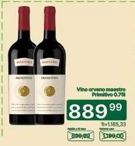 Vino crveno Maestro Primitivo 0.75l