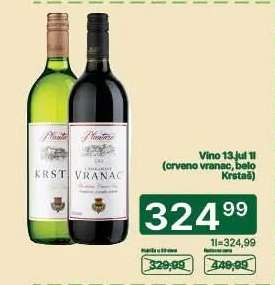 Vino 13.Jul 1l (crveno Vranac, belo Krstaš)