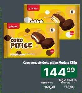 Keks sendvič čoko pitice Medela 138g