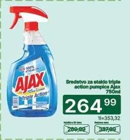 Sredstvo za staklo triple action pumpica Ajax 750ml