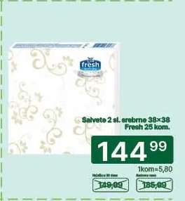 Salvete 2 sl. srebrne 38x38 Fresh 25 kom.