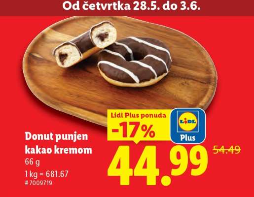 Donut punjen kakao kremom