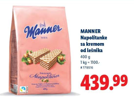 Manner Napolitanke sa kremom od lešnika