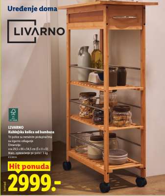 LIVARNO Kuhinjska kolica od bambusa