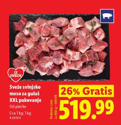 Sveže svinjsko meso za gulaš XXL pakovanje