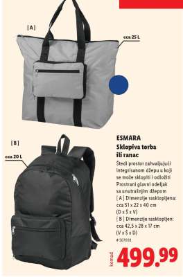 ESMARA Sklopiva torba ili ranac