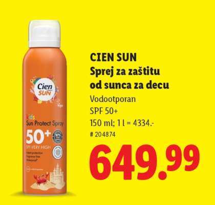 CIEN SUN Sprej za zaštitu od sunca za decu