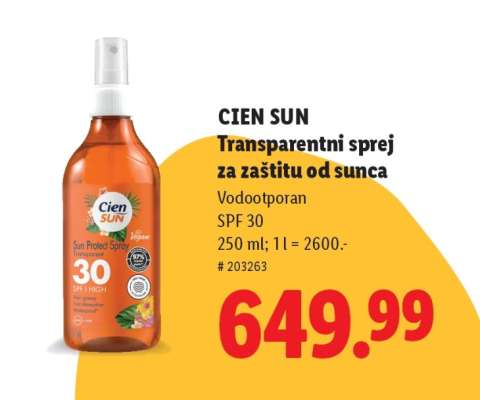 CIEN SUN Transparentni sprej za zaštitu od sunca