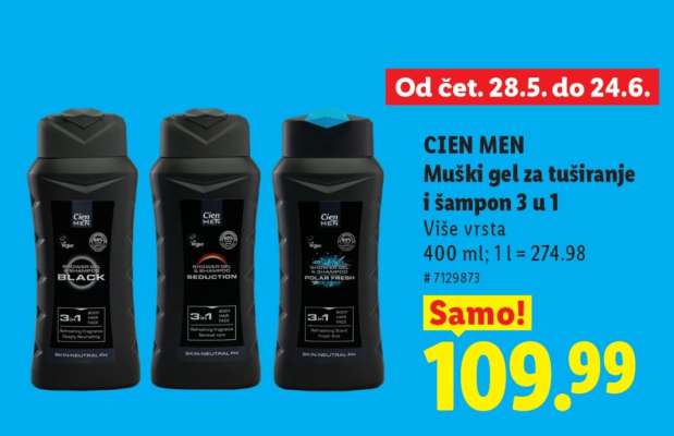 Cien Men Muški gel za tuširanje i šampon 3 u 1