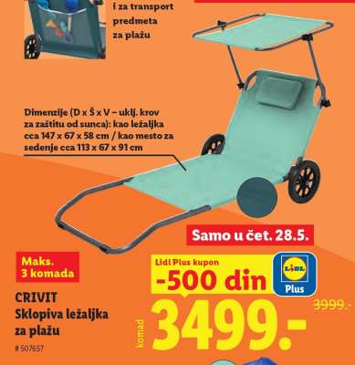 CRIVIT Sklopiva ležaljka za plažu