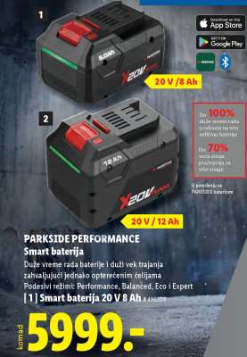 PARKSIDE PERFORMANCE Smart baterija 20 V 8 Ah