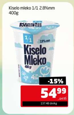 Kiselo mleko 1/1 2.8%mm 400g
