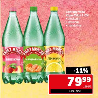 Knjaz Miloš gazirana voda 1,25l