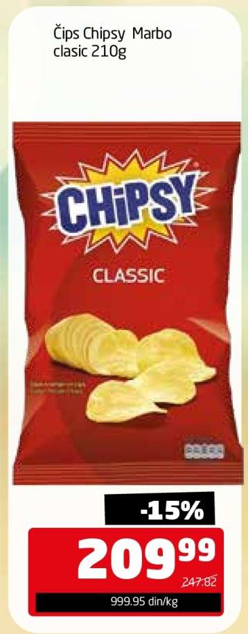 Čips Chipsy Marbo clasic 210g