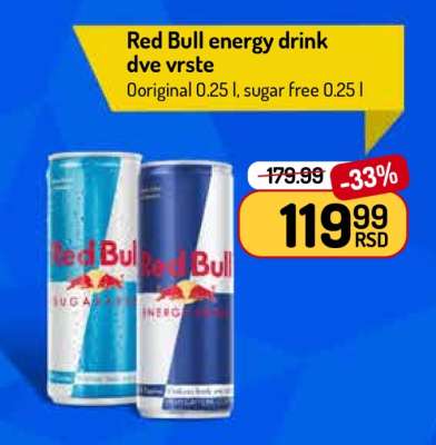 Red Bull energy drink dve vrste