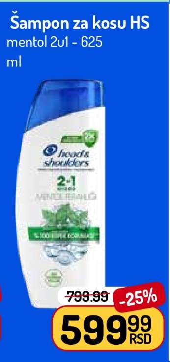 Šampon za kosu HS mentol 2u1 - 625 ml