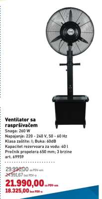 Ventilator sa raspršivačem