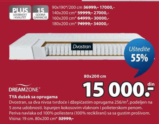 DREAMZONE TYA dušek sa oprugama