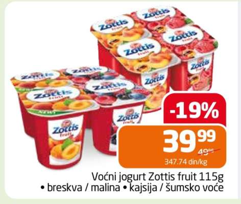 Voćni jogurt Zottis Fruit 115g