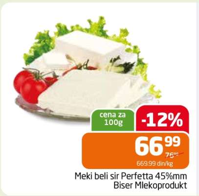 Meki beli sir Perfetta 45%mm Biser Mlekoprodukt