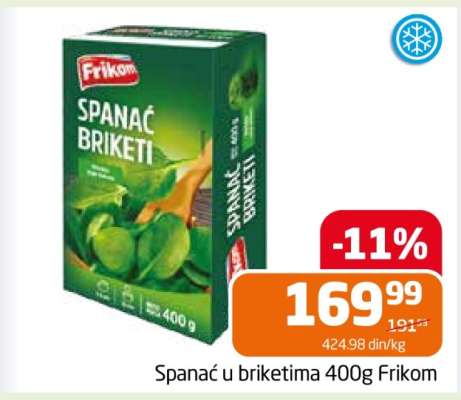Spanać u briketima 400g Frikom
